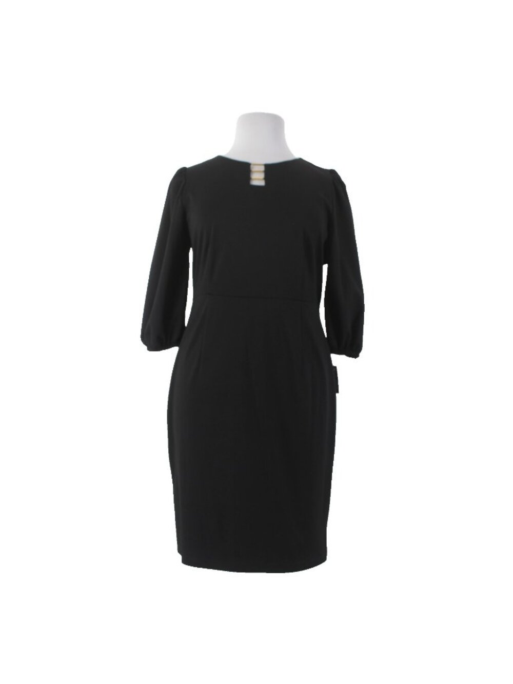 Sharagano Dress NEW Sz 16 Black Gold Hardware Knee Length Polyester Rayon Dress